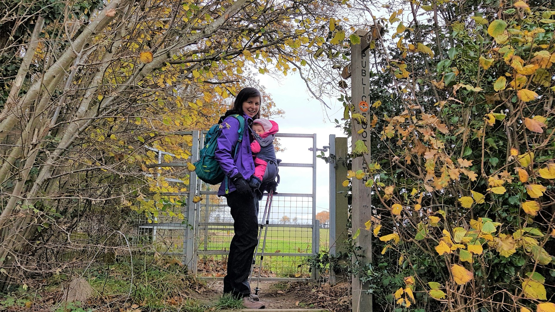 Chloe with her baby daughter in the countryside