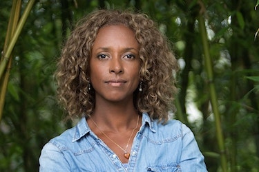 Close-up portrait of Gillian Burke wearing a jeans shirt