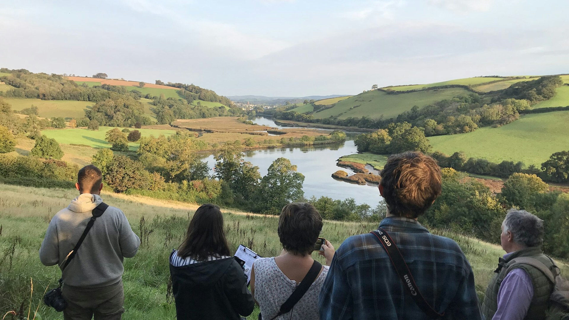 Group looking across beautiful valley