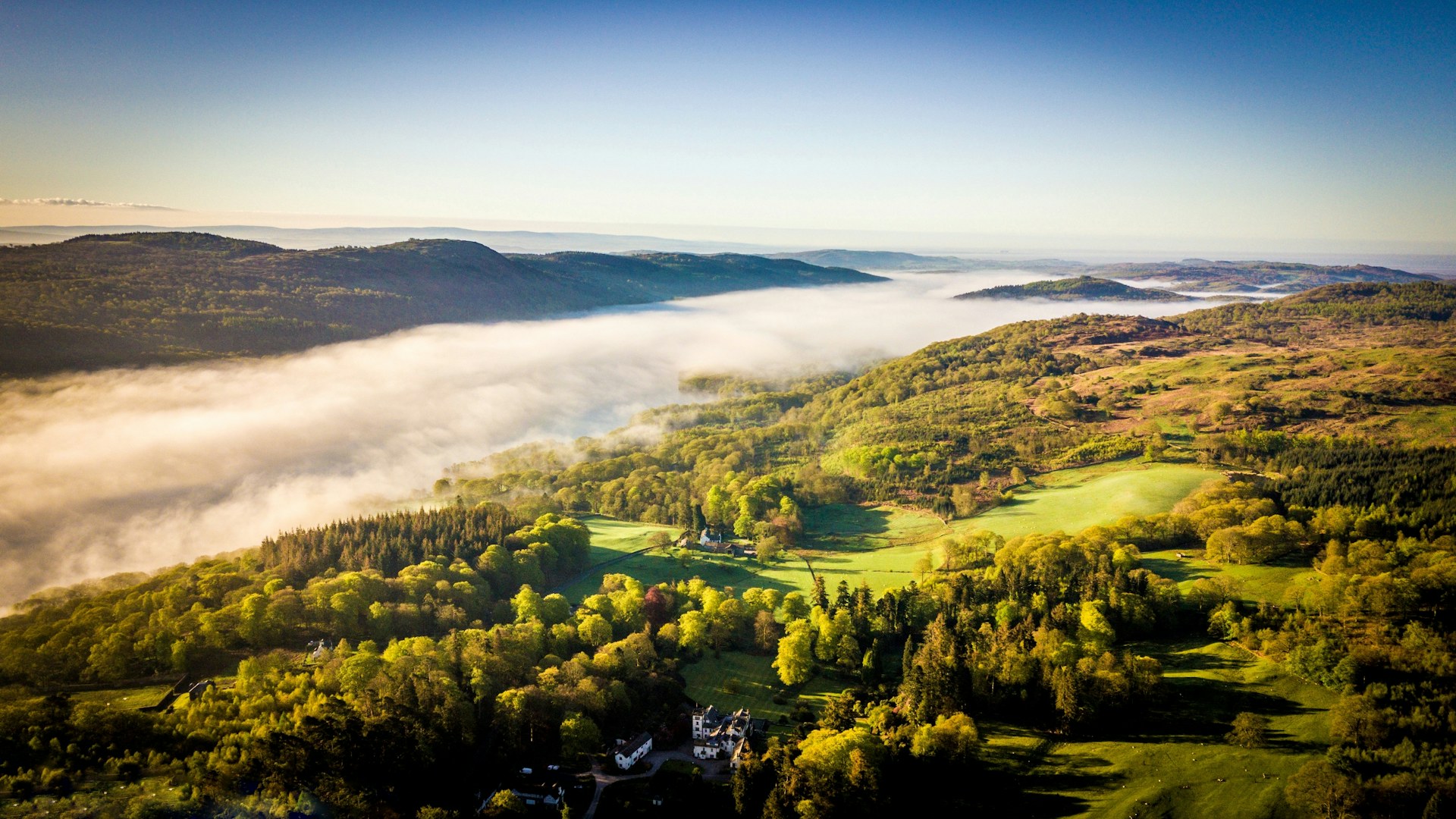 Green and misty valley