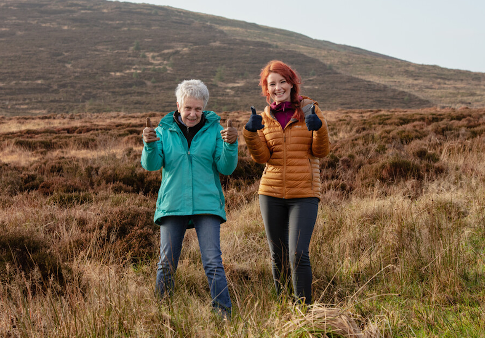 Women thumbs up at Tarras Valley, Langholm