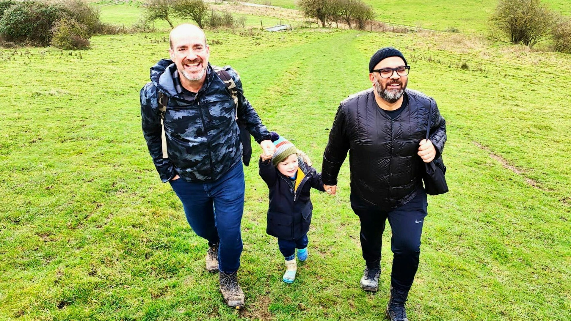 Two team members from Republic of Music on a fundraising hike