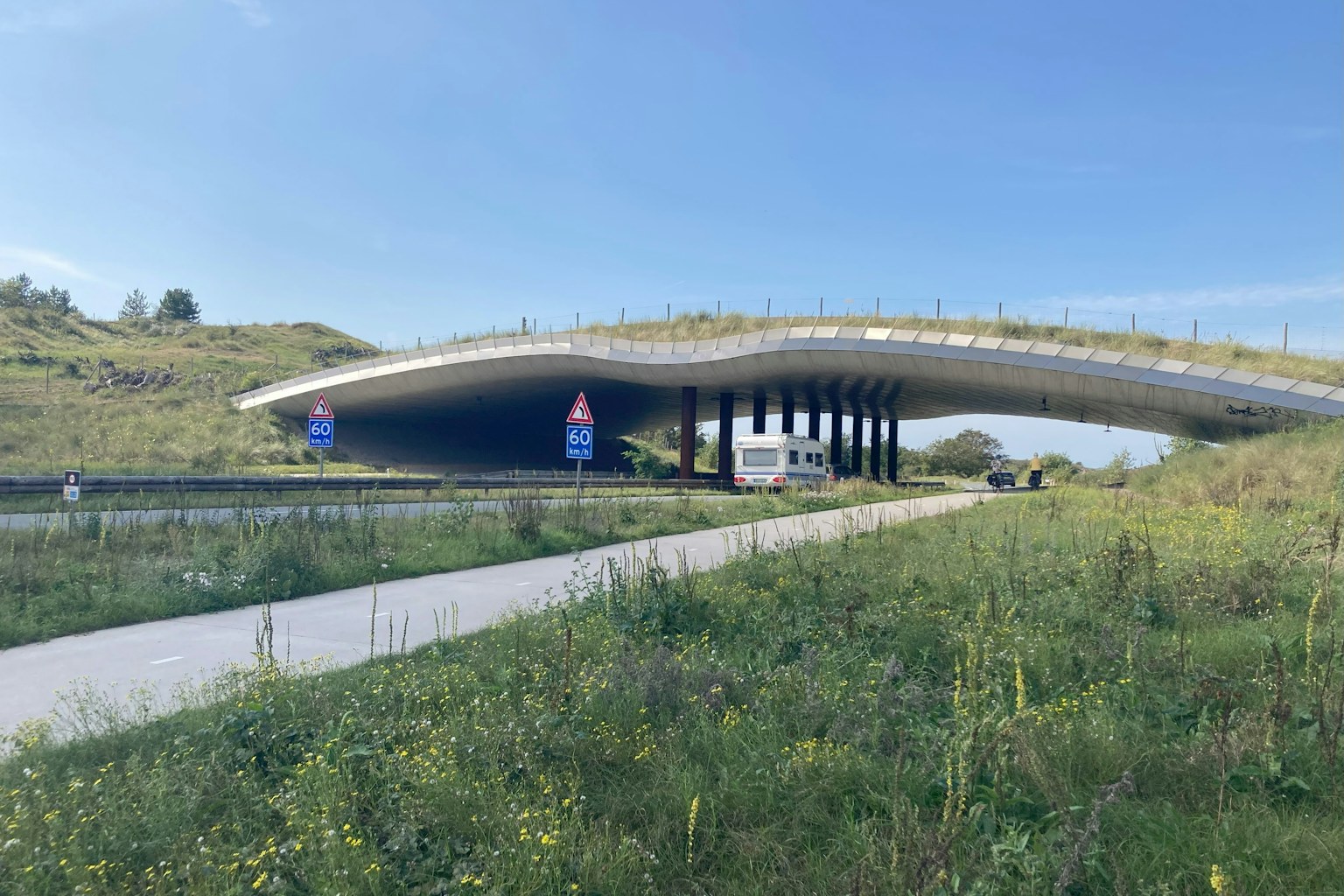 A Dutch wildlife bridge going across a road