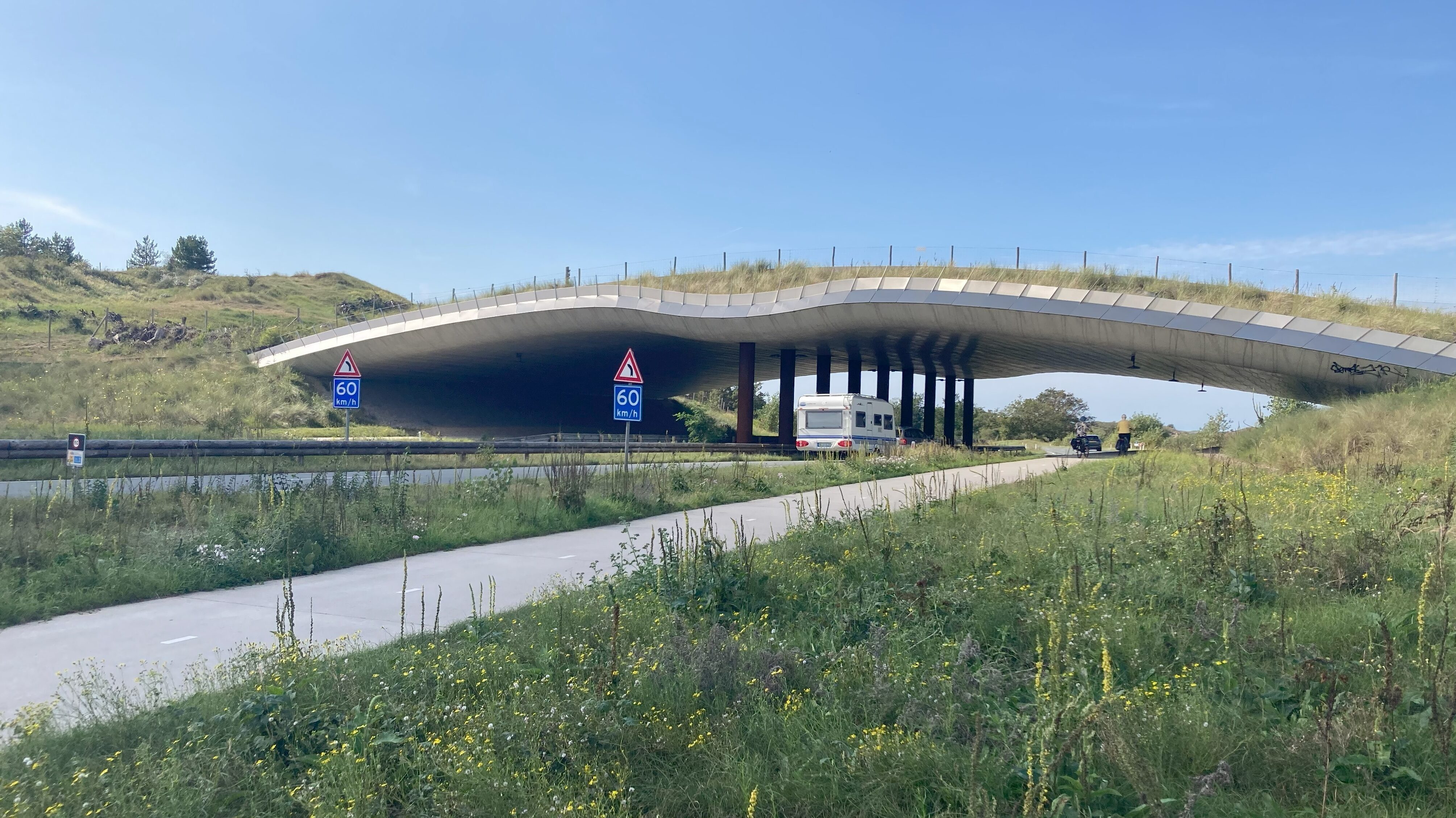 A Dutch wildlife bridge going across a road
