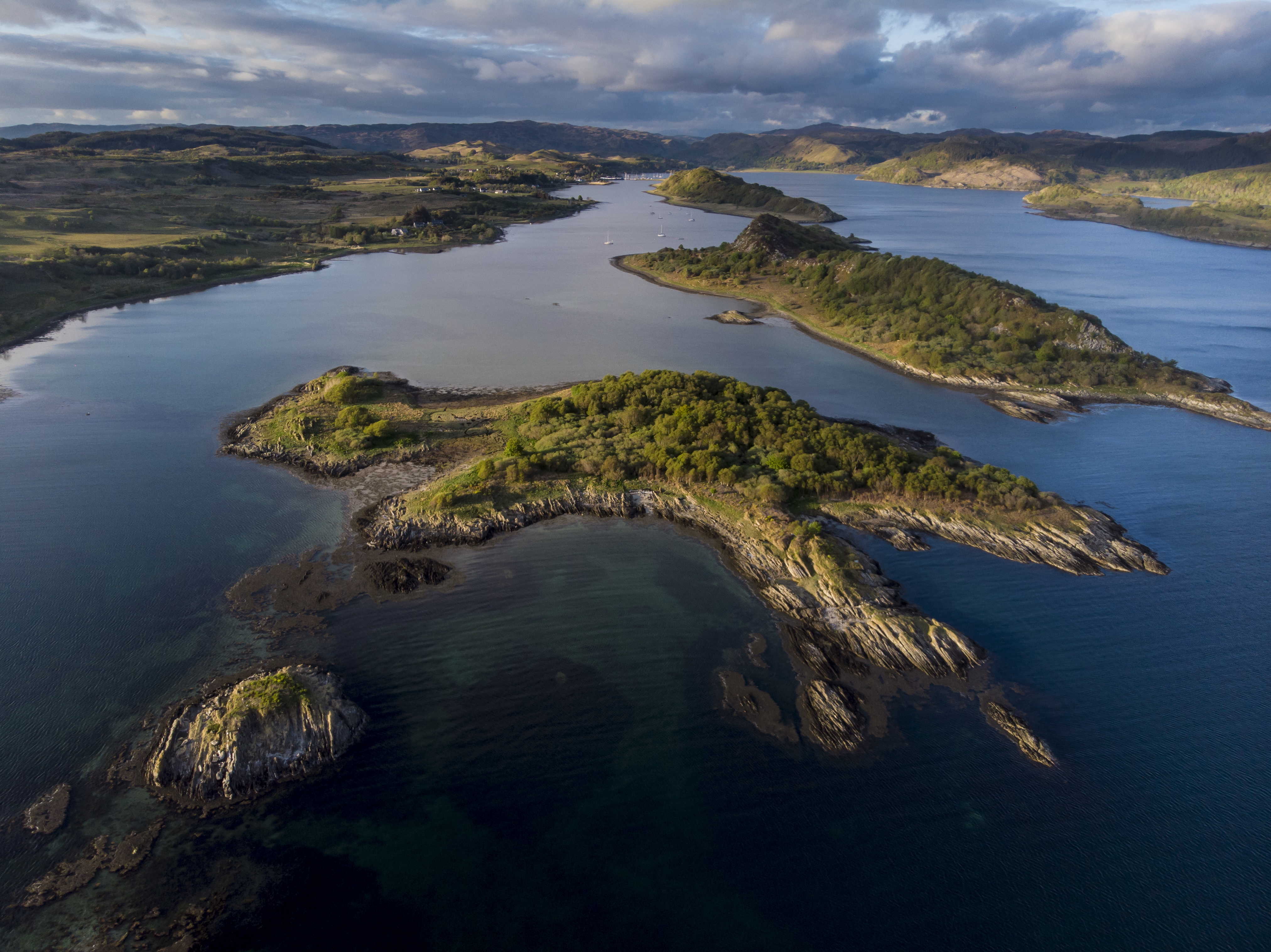 Aerial view of Loch Craignish on the west coast of Scotland