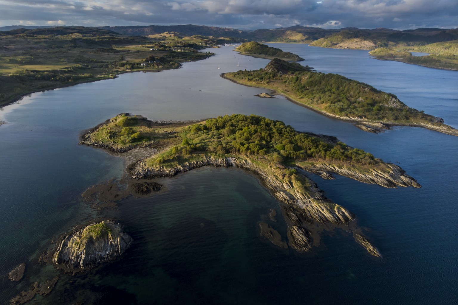 Aerial view of Loch Craignish on the west coast of Scotland