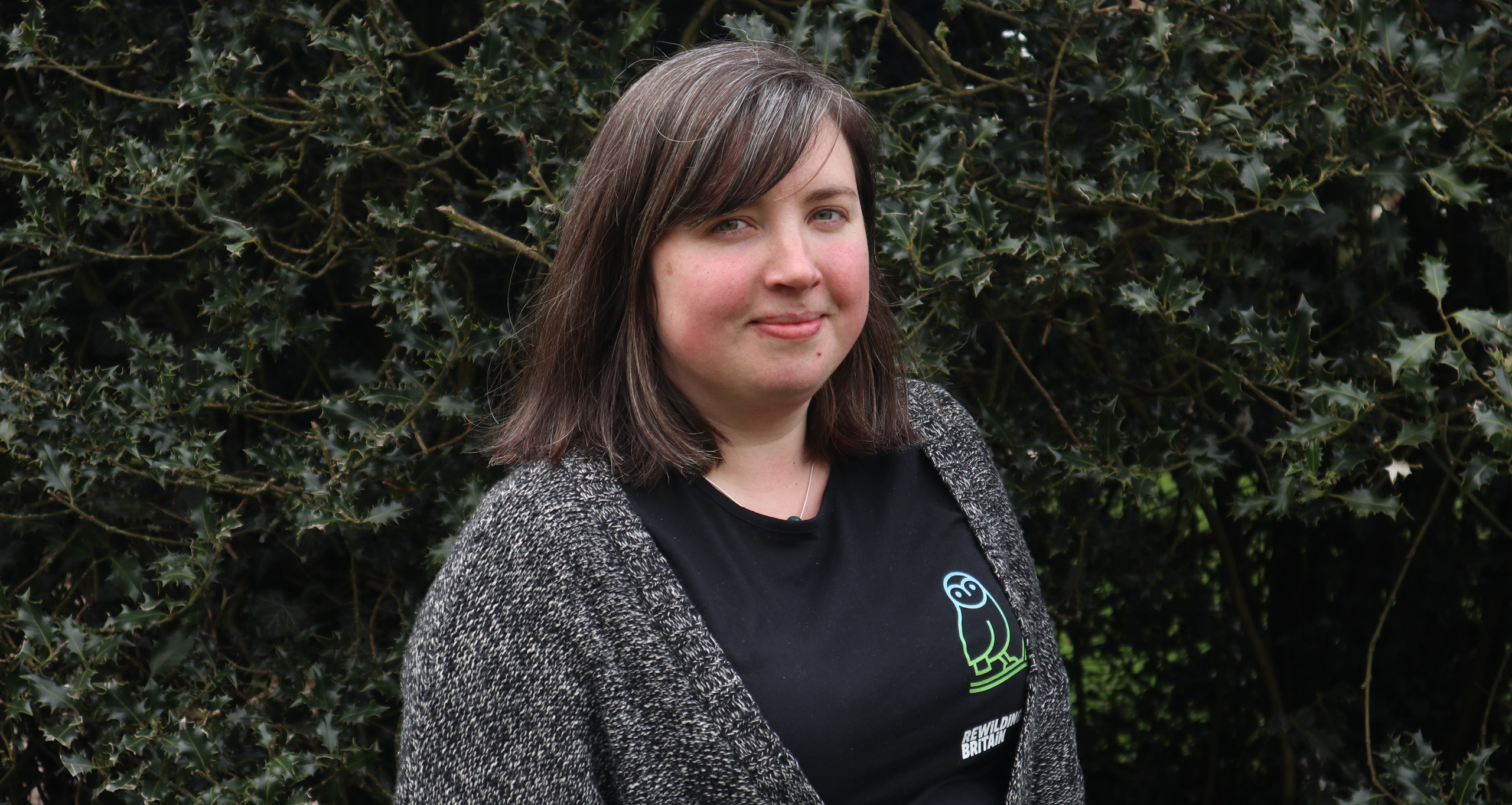 Charlotte Maddix wearing black Rewilding Britain t-shirt
