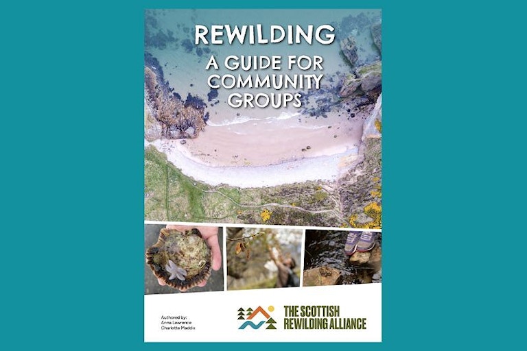 Cover of publication with the words "Rewilding: A guide for community groups"