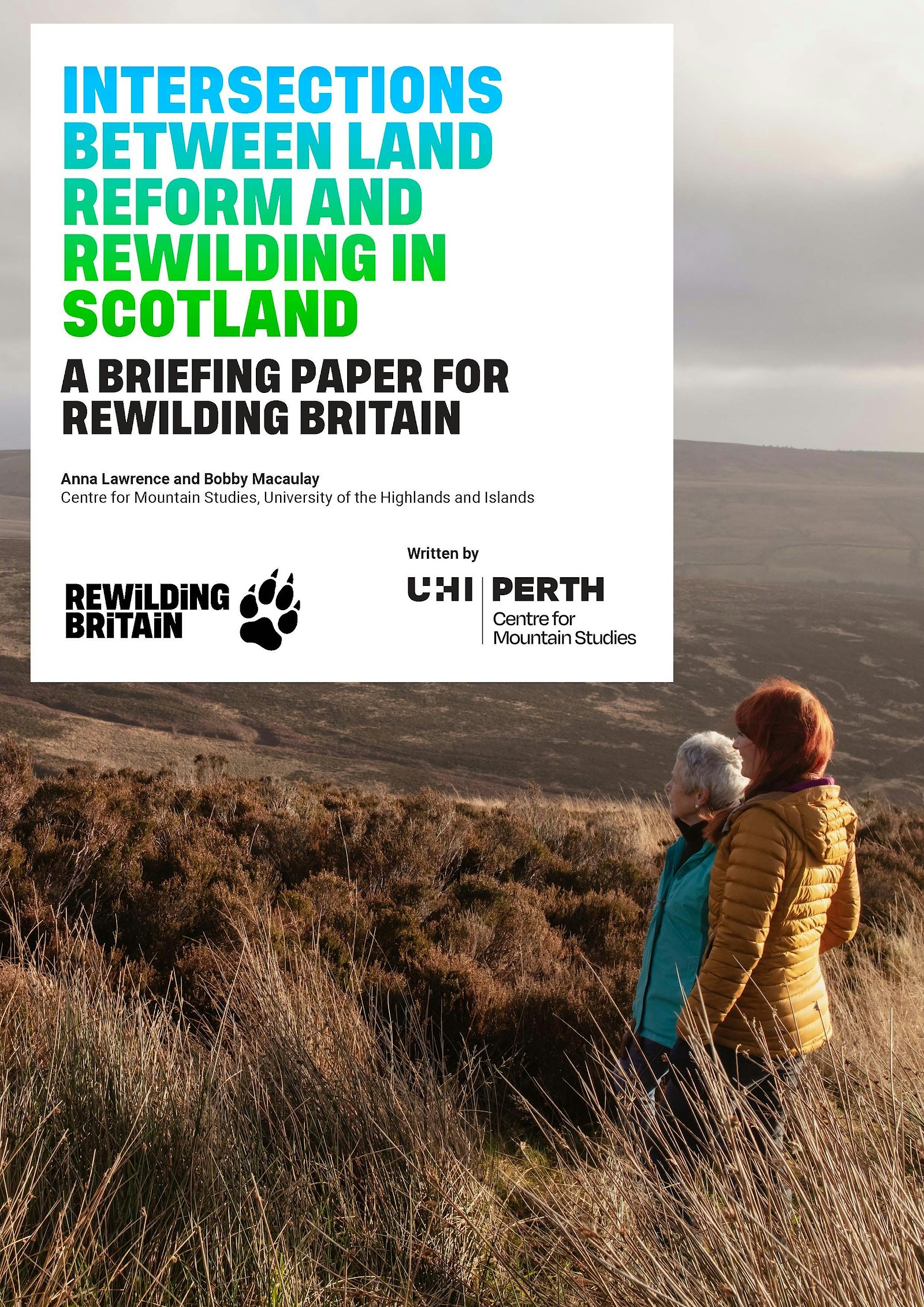 Cover of "Intersections between land reform and rewilding in Scotland - a briefing paper for Rewilding Britain".