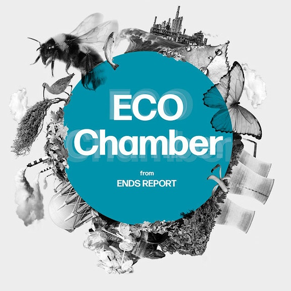 Graphic of a planet with the words "Eco Chamber from ENDS Report"