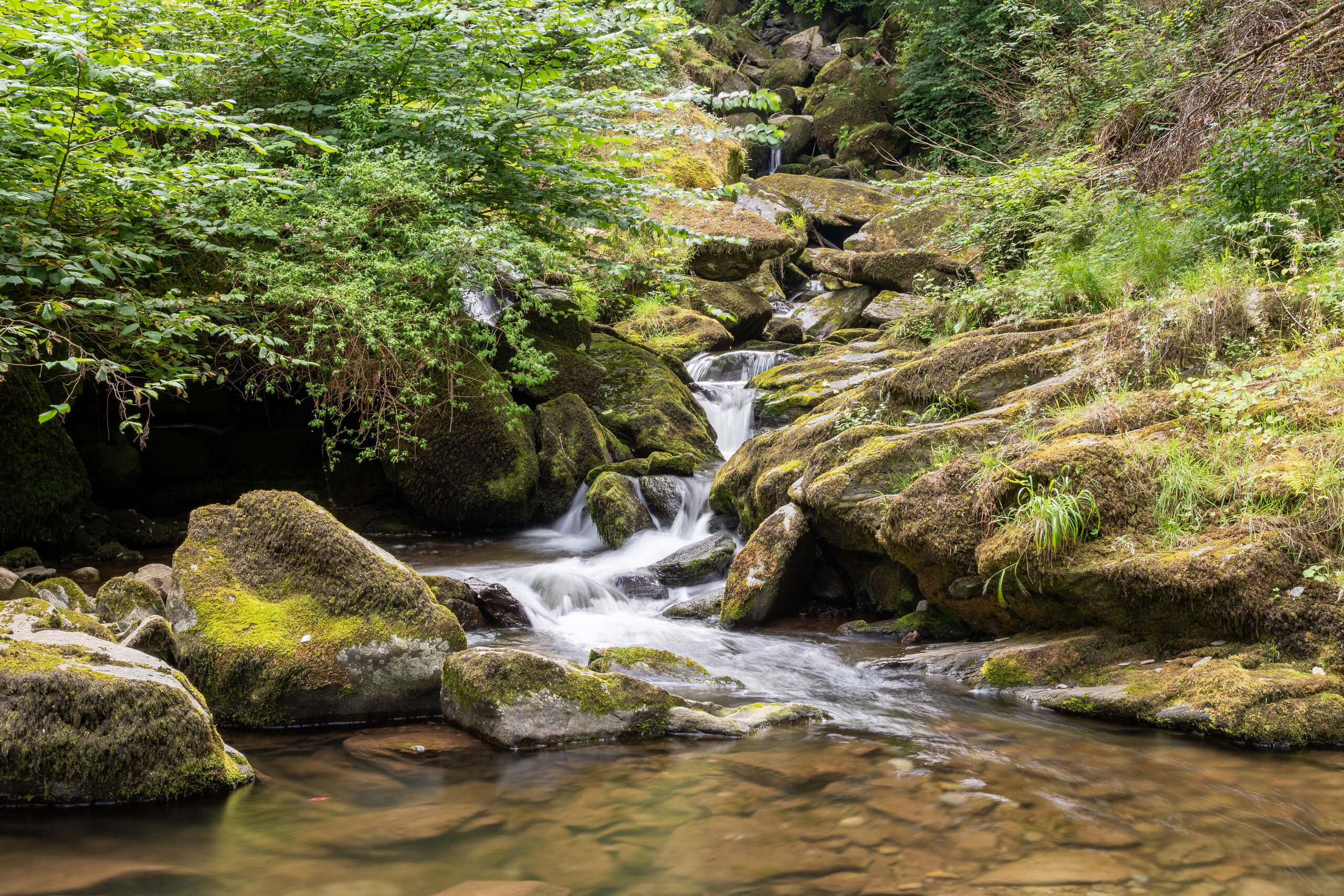 Long exposure photo of West Lyn river, Devon.