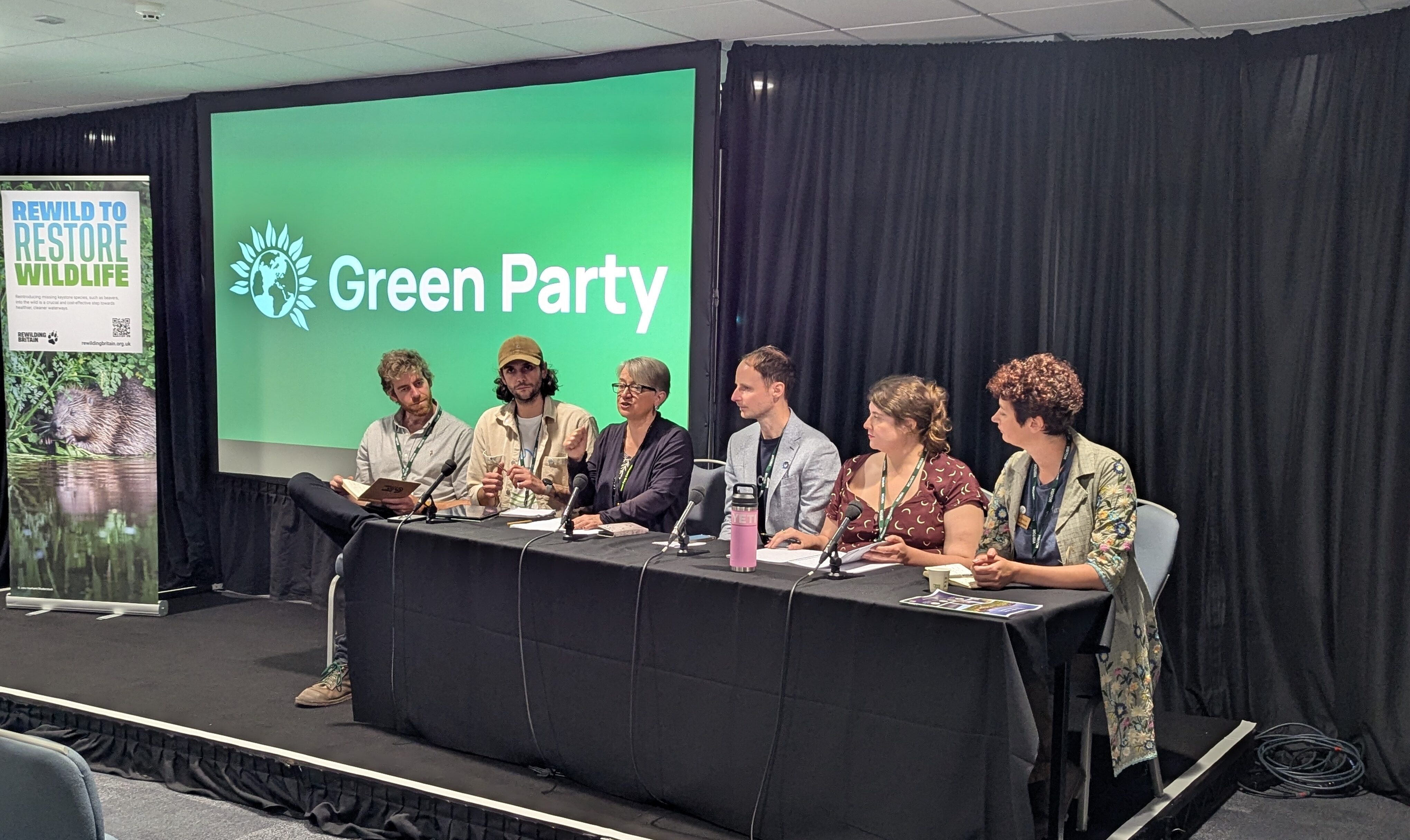 Panel discussions at the Green Party Conference featuring Rewilding Britain's Jacques Villemot and other five environmentalists