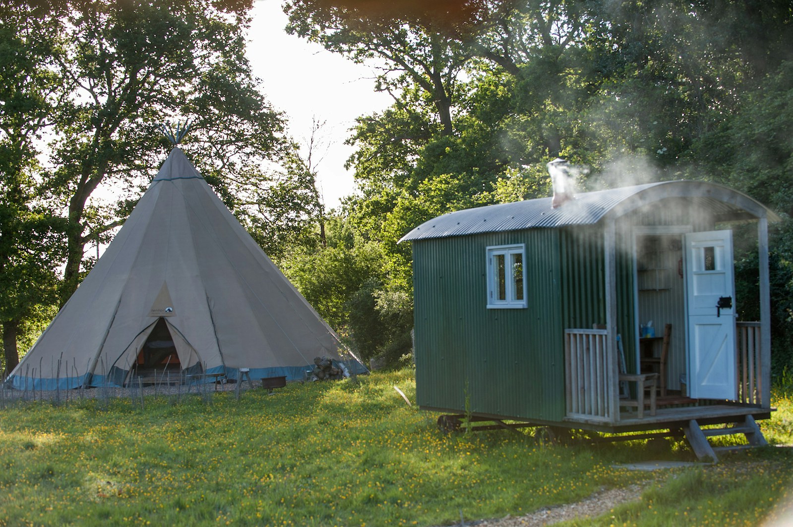 Tent and Shepherds Hut at the Knepp Estate