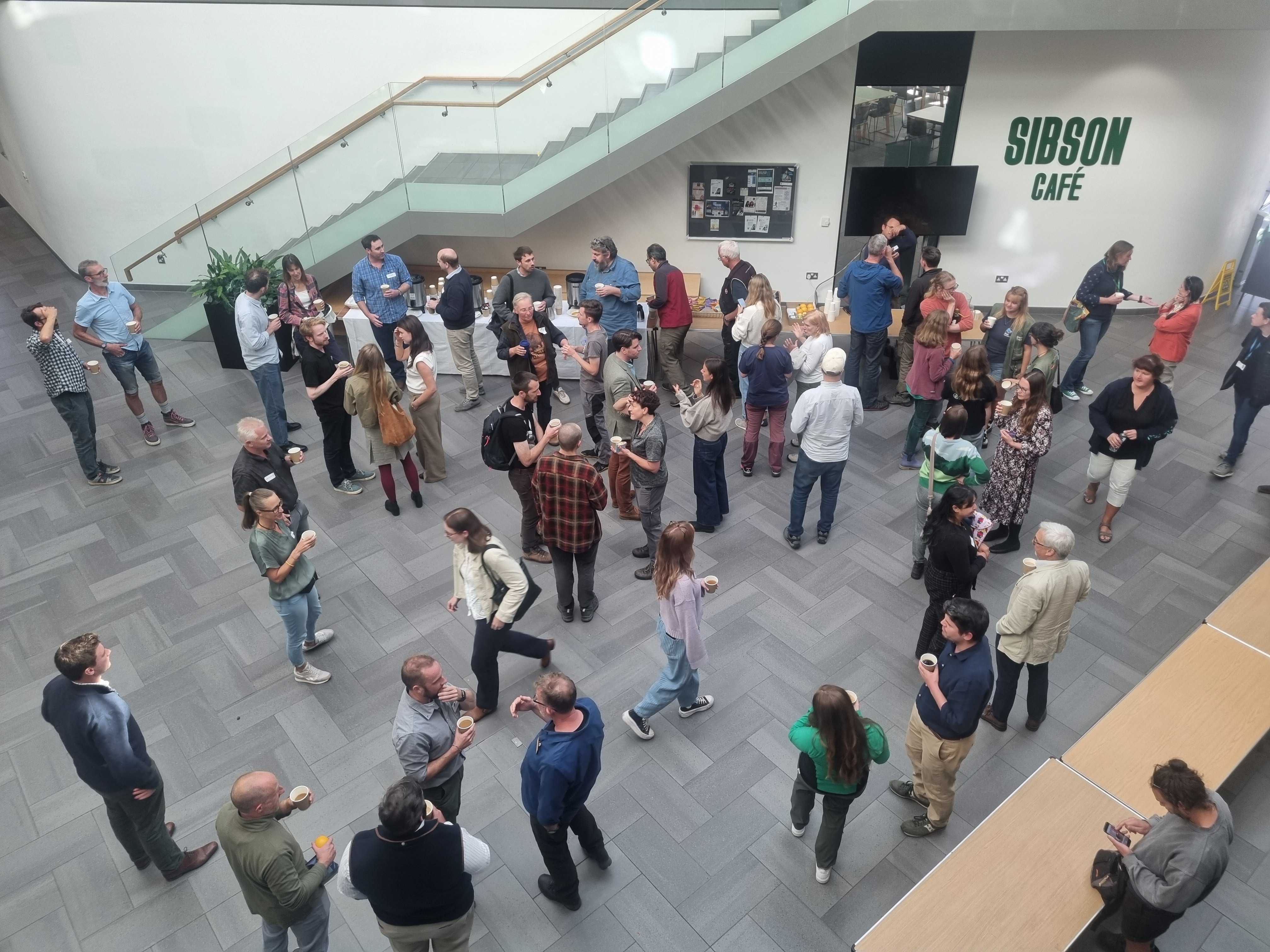 People networking in a university cafe