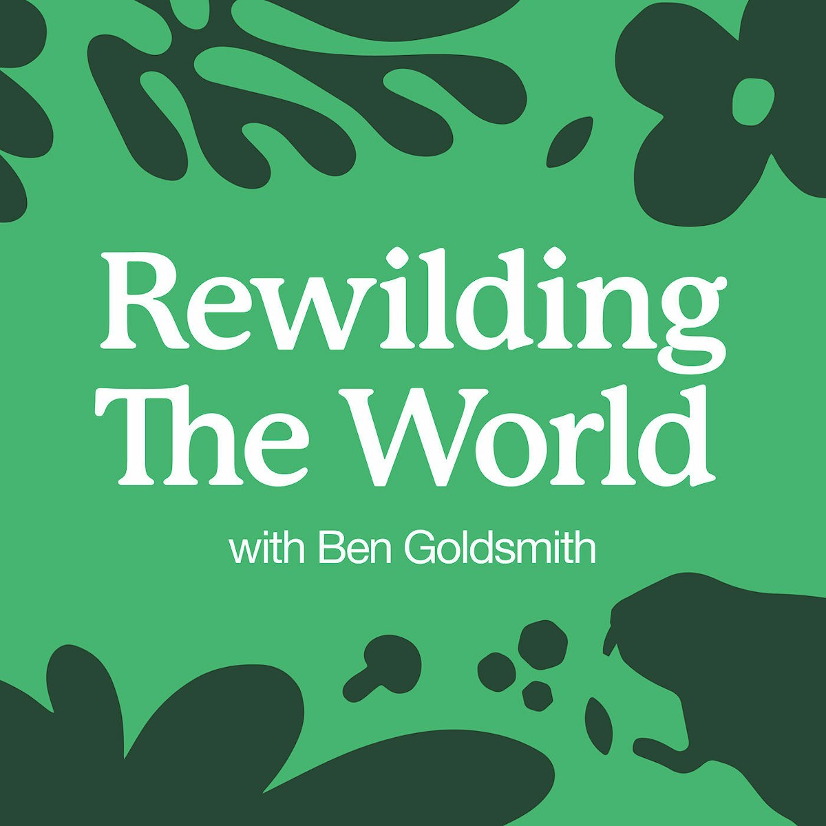 Green graphic with natural silhouettes and words "Rewilding the world"