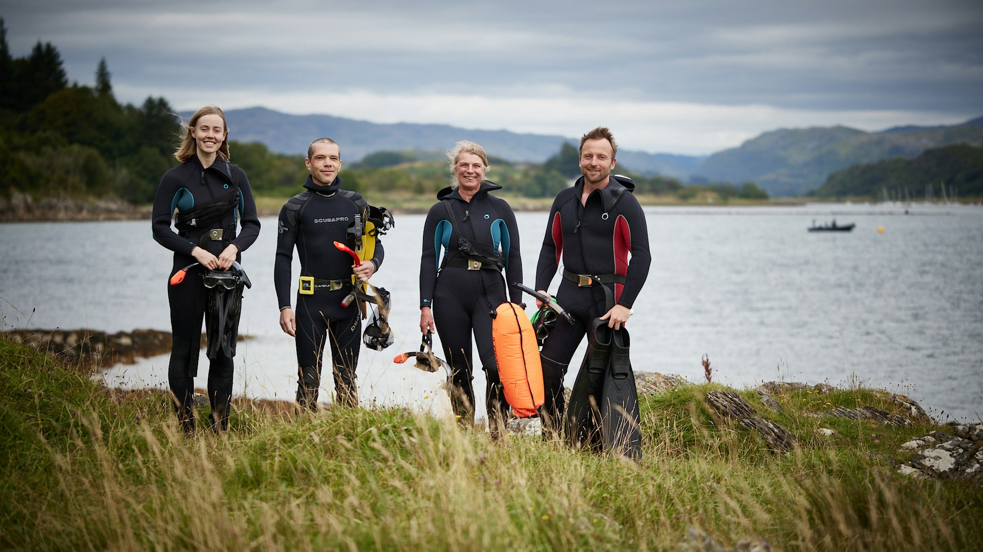 Divers working on native seagrass and oyster restoration