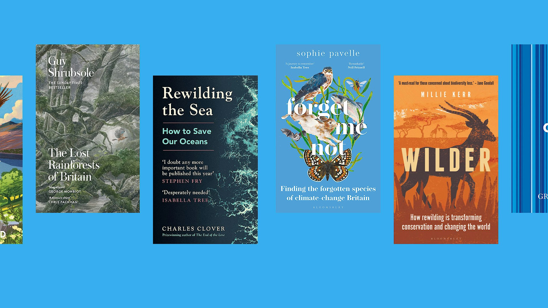 Compilation of book covers recommended by Rewilding Britain